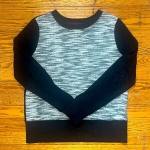 Lou & Grey Marled White & Black Pullover Sweatshirt Large